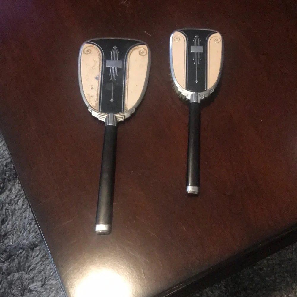 Vintage Antique Art Deco Vanity Set, Brush & Mirror